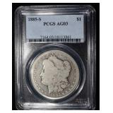 1885-S MORGAN DOLLA PCGS AG03