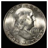 1948-D FRANKLIN HALF CH BU FULL BELL LINES
