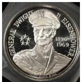 EISENHOWER COMMEM 1 OZ 0.999 SILVER ROUND