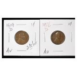 1919-D & 1926-D WHEAT CENTS AU