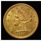 1856-S $2.50 LIBERTY GOLD NICE ORIG UNC