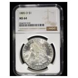 1885-O MORGAN DOLLAR NGC MS64