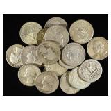 (20) 90% SILVER WASHINGTON QUARTER