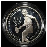 1996-P $1 COMMEM OLYMPICS TENNIS PR