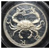 CANCER CRAB 1 0Z .999 SILVER ROUND