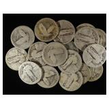 (20) 90% SILVER STANDING LIBERTY QUARTERS