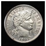 1892 BARBER DIME BU