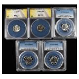 (5) GRADED ROOSEVELT DIMES