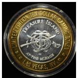 TREASURE ISLAND .999 SILVER CASINO TOKEN