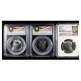 (3) GRADED KENNEDY HALF DOLLARS