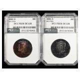 (2) 2001-S KENNEDY HALVES PCI PERFECT GEM PR DCAM