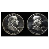 (2) 90% SILVER 1960 FRANKLIN HALF DOLLARS PROOF BU
