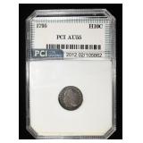 1795 FLOWING HAIR HALF DIME AU 55