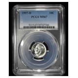 1957-D ROOSEVELT DIME PCGS MS67