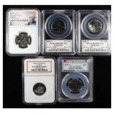 (5) GRADED WASHINGTON QUARTERS