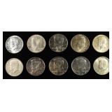 (10) 90% SILVER KENNEDY HALF DOLLARS