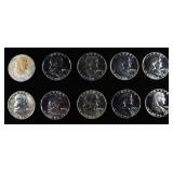 (10) 90% SILVER FRANKLIN HALF DOLLARS PROOF