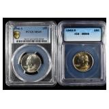 (2) GRADED WASHINGTON QUARTERS