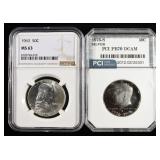 (2) GRADED HALF DOLLARS