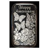 2000 HAPPY ANNIVERSARY 1 0Z 0.999 SILVER BAR