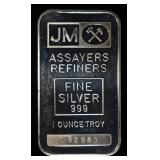 JM 1 OZ 0.999 SILVER BAR