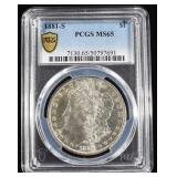 1881-S MORGAN DOLLAR PCGS MS-65
