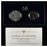 WORLD WAR II 50TH ANNIVERARY 2 COIN SET