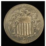 1874 SHIELD NICKEL CH TO GEM BU