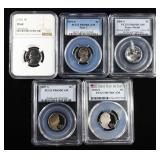 (5) GRADED JEFFERSON NICKELS PROOF