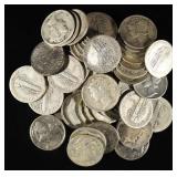 (50) 90% SILVER MERCURY DIME