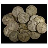 (20) 90% SILVER STANDING LIBERTY QUARTERS