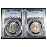 (2) 1963-D FRANKLIN HALF DOLLARS PCGS MS64