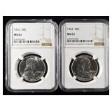 (2) 1963 FRANKLIN HALF DOLLAR NGC MS61
