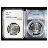 (2) GRADED FRANKLIN HALF DOLLARS