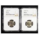 (2) 1944-P JEFFERSON NICKELS NGC MS 66