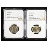 (2) 1944-D JEFFERSON NICKELS NGC MS 66