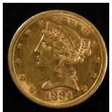 1884-S $5 LIBERTY GOLD