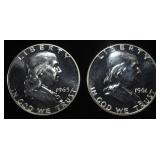 (2) 90% SILVER FRANKLIN HALF DOLLARS PROOF BU