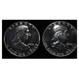 (2) 90% SILVER 1961 FRANKLIN HALF DOLLARS PROOF BU