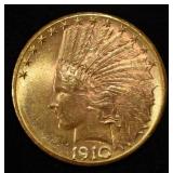 1910-D $10 INDIAN GOLD CH TO GEM UNC