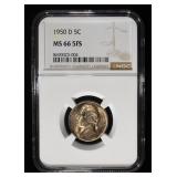1950-D JEFFERSON NICKEL NGC MS 66 5FS