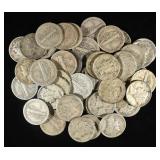 (50) 90% SILVER MERCURY DIMES