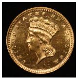 1874 $1 GOLD TYPE 3 CH TO GEM BU PROOFLIKE