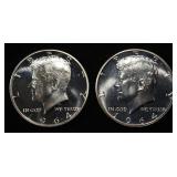 (2) 90% SILVER 1964 KENNEDY HALF DOLLARS PROOF BU