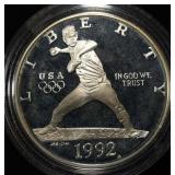 1992-S $1 COMMEM OLYMPICS BASEBALL PR DCAM