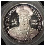 EISENHOWER COMMEM 1 OZ .999 SILVER ROUND