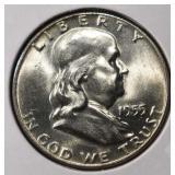 1955 FRANKLIN HALF DOLLAR CH BU FBL
