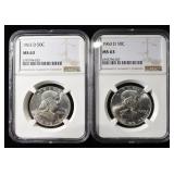 (2) 1963-D FRANKLIN HALF DOLLAR NGC MS63