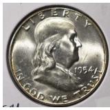 1954 FRANKLIN HALF DOLLAR GEM BU FBL
