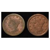 1850 & 1851 BRAIDED HAIR LARGE CENT VG